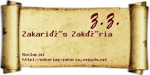 Zakariás Zakária névjegykártya